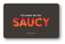 'You make me fell saucy' over brown background